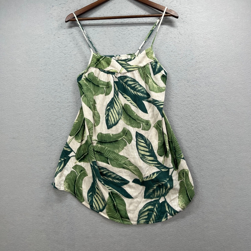 Rip Curl Cami Top Women Small Green Cream Tropical Banana Leaf Beachy Breezy